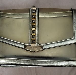 Charles and Keith Clear and Golden Studded Purse strap included
